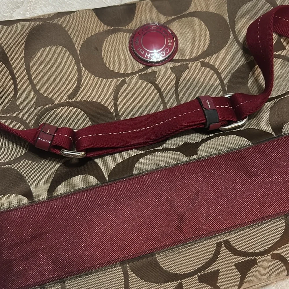Coach Signature Crossbody Bag - Brown and Red